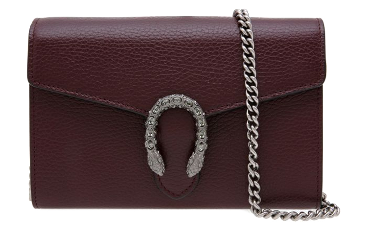 

GUCCI Кожаный кошелек Dionysus, сумка через плечо, женская сумка на плечо, темно-бордовый