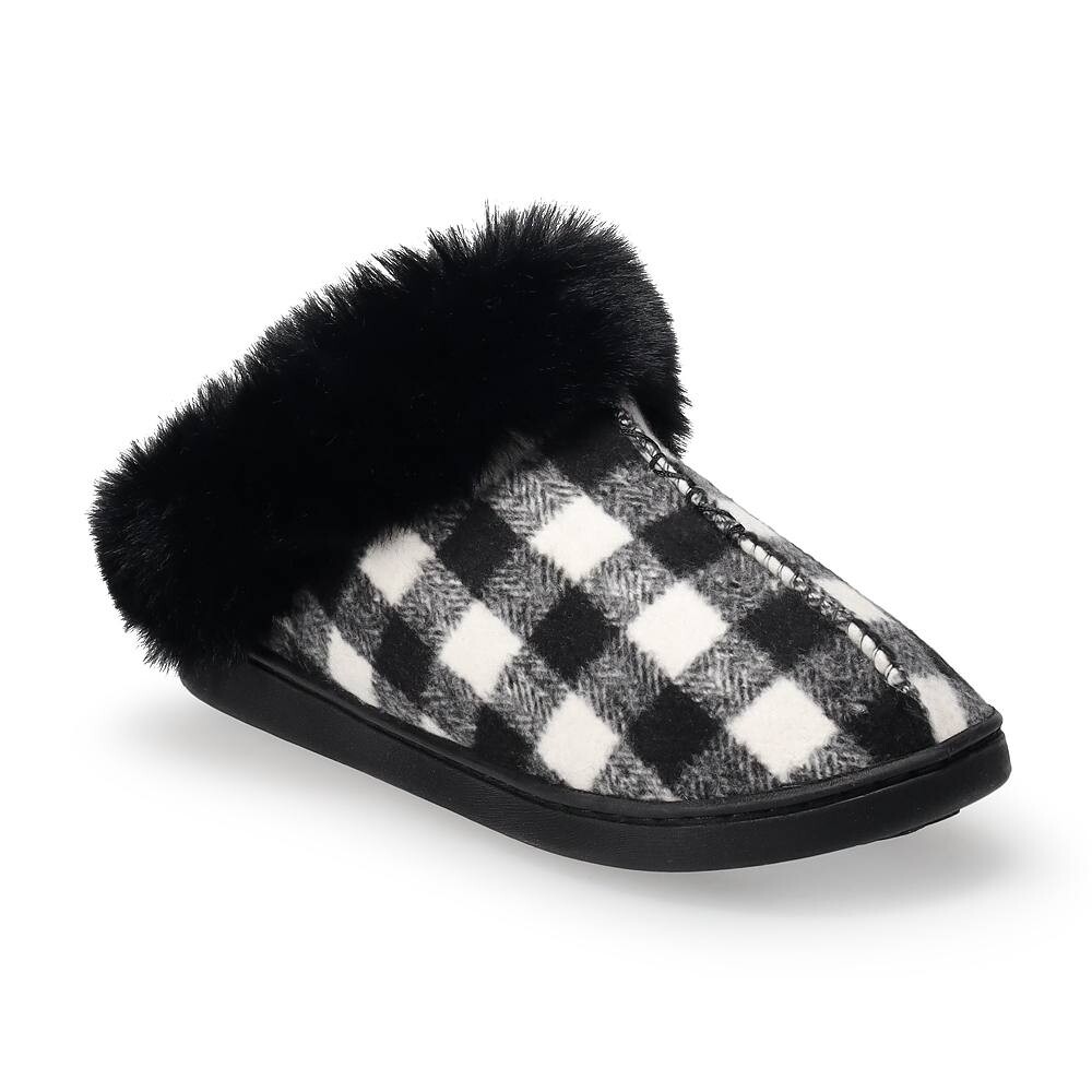 

LC Lauren Conrad Allis Женские тапочки из искусственного меха с манжетами, цвет Black Plaid