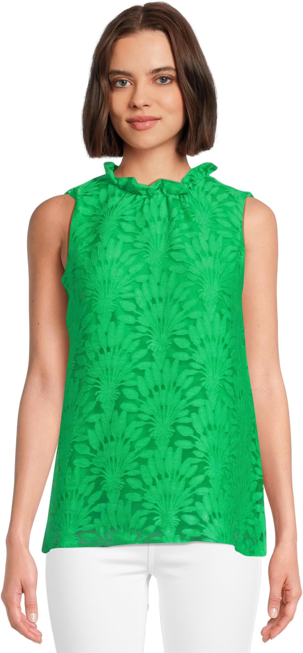 

Топ Lilly Pulitzer Tolya Top, Fauna Green Stacked Palm Burnout