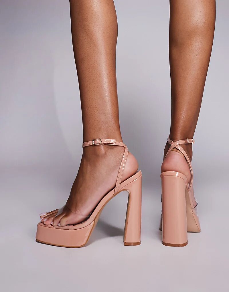 Босоножки SIMMI Shoes Mauraz на прозрачной платформе и каблуке бежевого цвета — фото 3