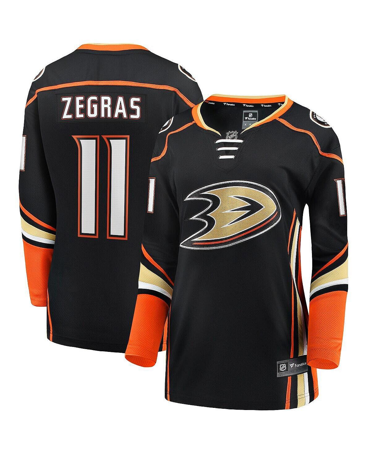 

Женская фирменная футболка Trevor Zegras Black Anaheim Ducks Home Breakaway Player Fanatics, черный