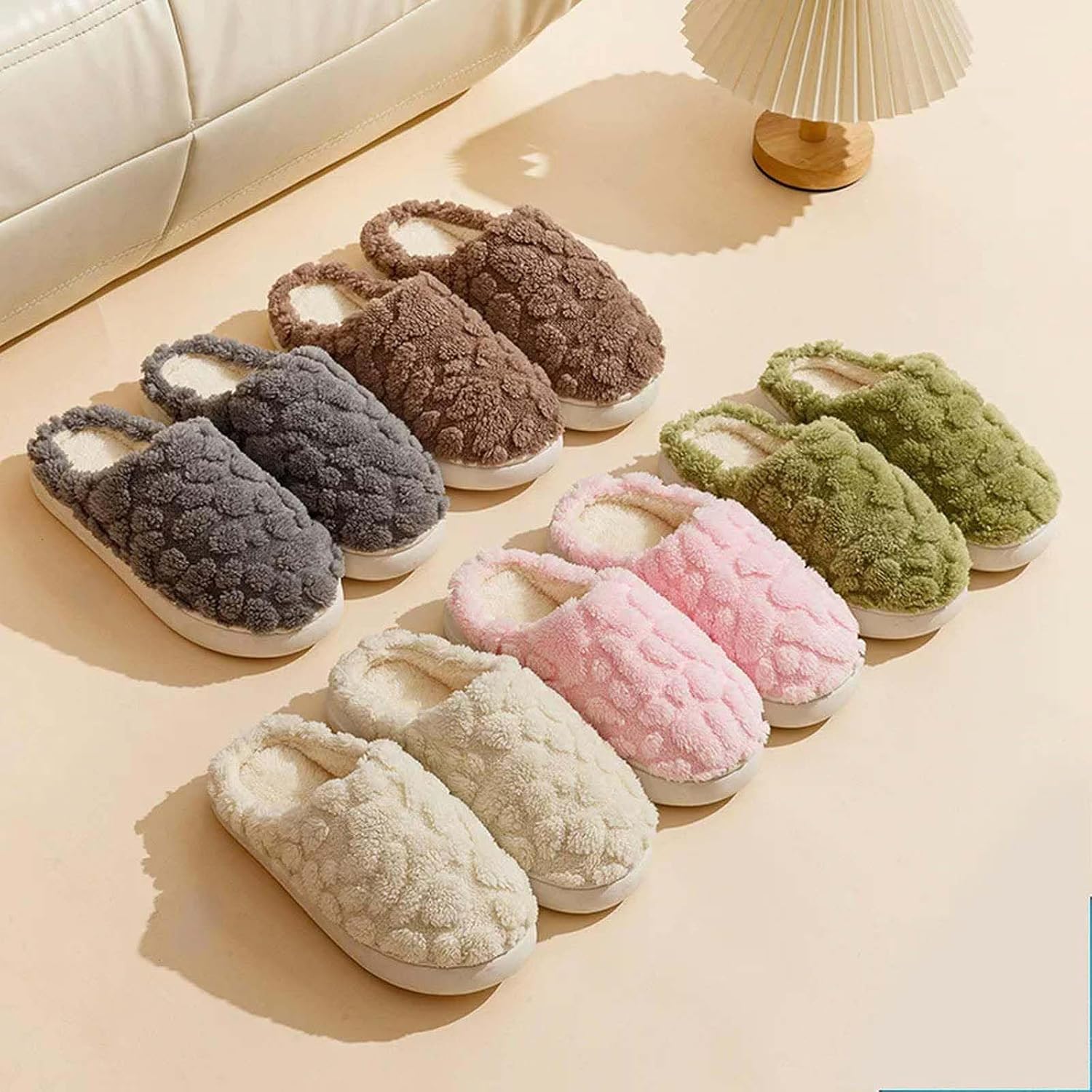 Домашние тапочки для женщин и мужчин, мягкие пушистые уютные тапочки для дома, плюшевые тапочки, теплые тапочки с искусственным мехом для спальни, плоская подошва, противоскользящие, для дома и улицы, унисекс Movnebyro, розовый — фото 4