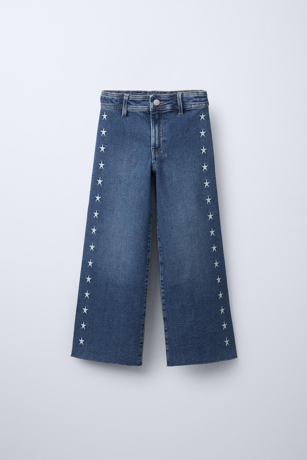 

Темно-синие джинсы с вышитыми звездами ZARA, синий