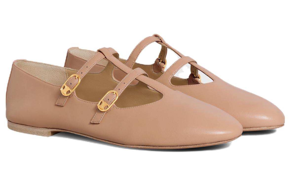 CELINE Женские повседневные балетки les ballerines 0,5 см бежево-розовые — фото 4