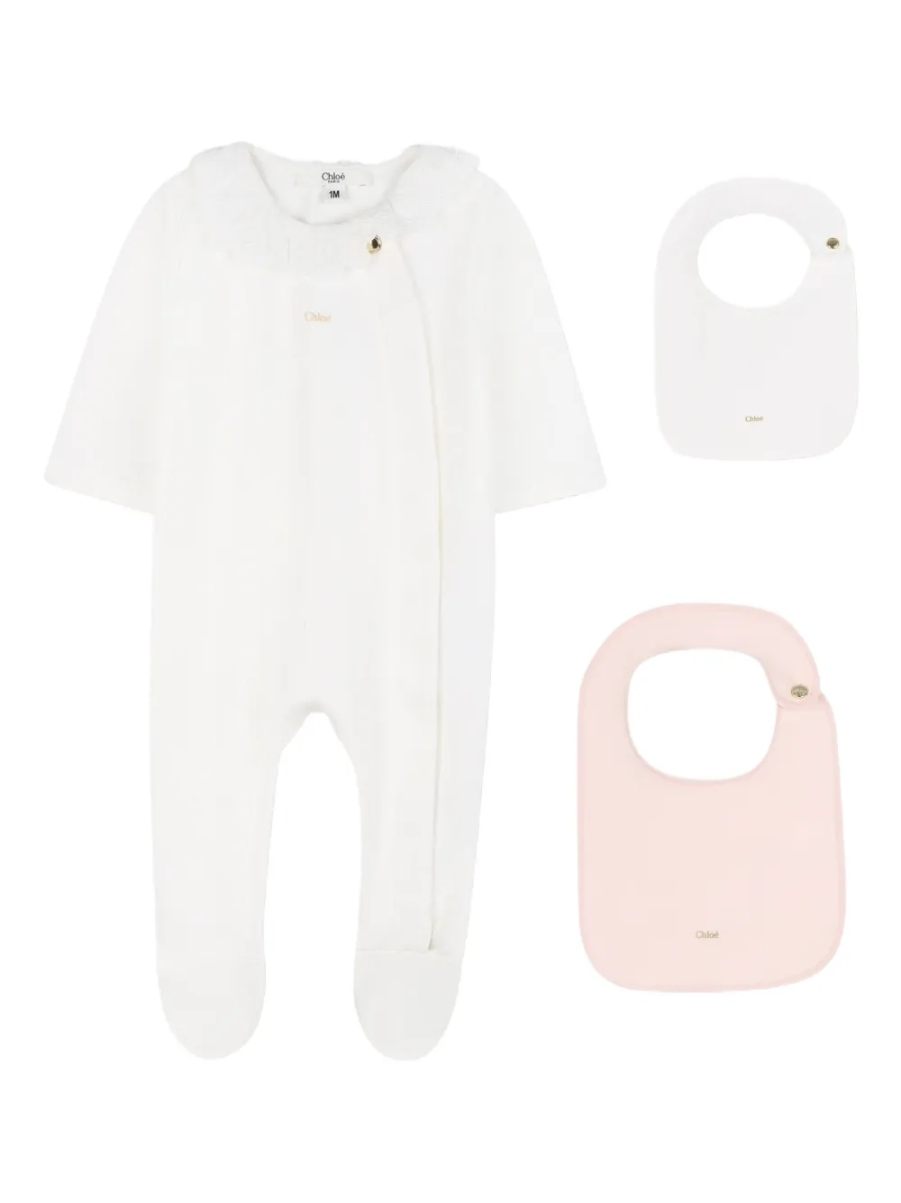 Комплект для новорожденного с вышитым логотипом Chloé Kids, нейтральный — фото 2