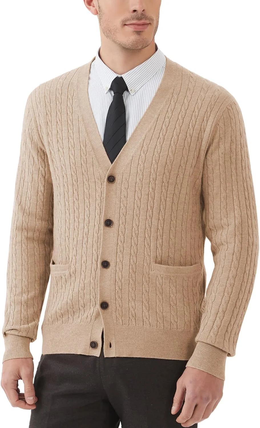 

Мужской кардиган Kallspin из шерстяной смеси с V-образным вырезом и карманами