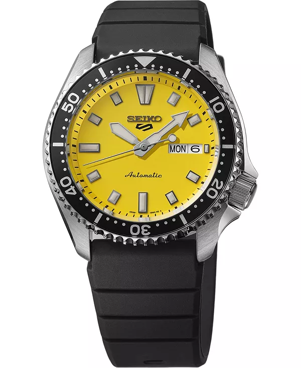 

Мужские спортивные часы с черным силиконовым ремешком, 5 шт., 42,5 мм Seiko, yellow