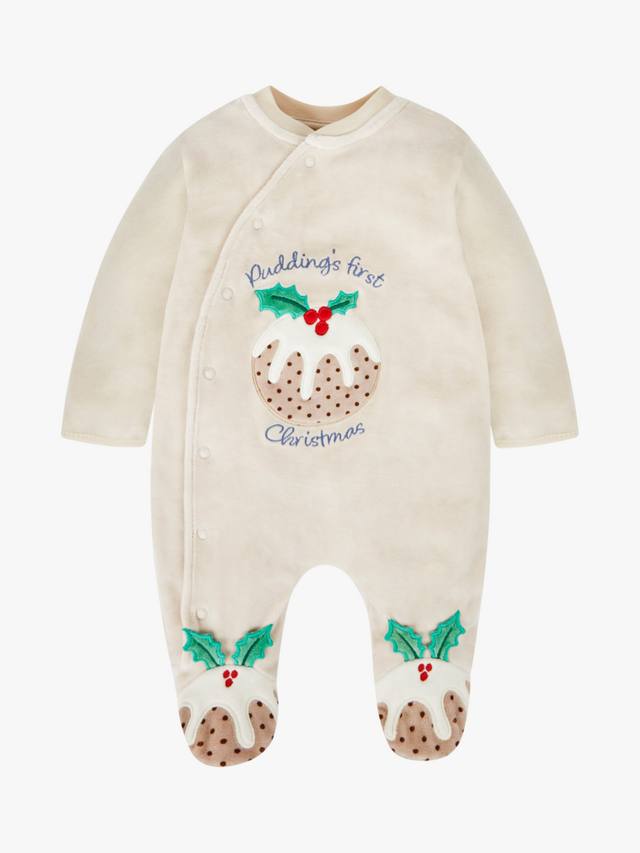 

Детский комбинезон для сна с аппликацией "Рождественский пудинг" JoJo Maman Bébé, Stone