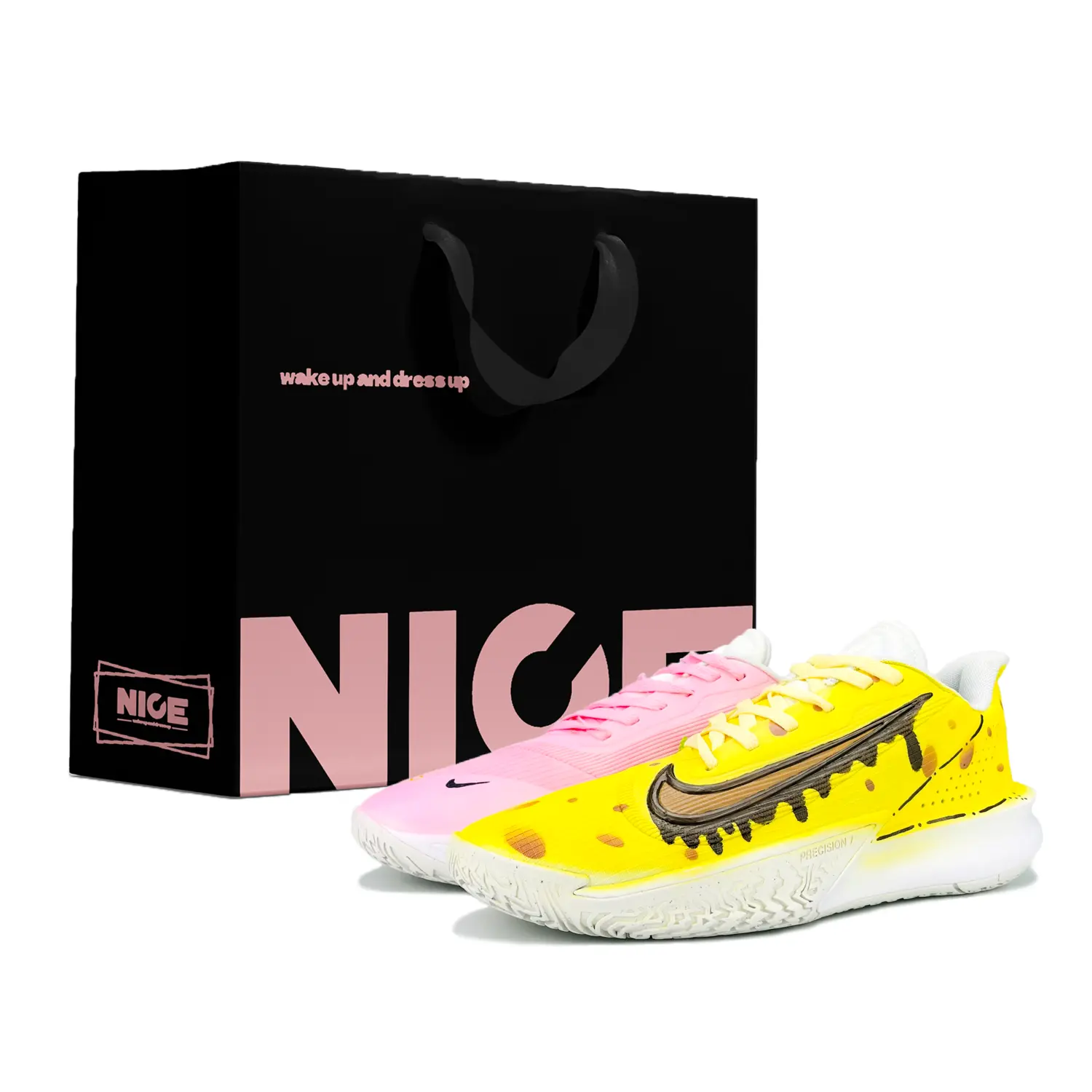 

Nike Прецизион 7 низкие баскетбольные кроссовки мужские желто-розовые, цвет Yellow Pink