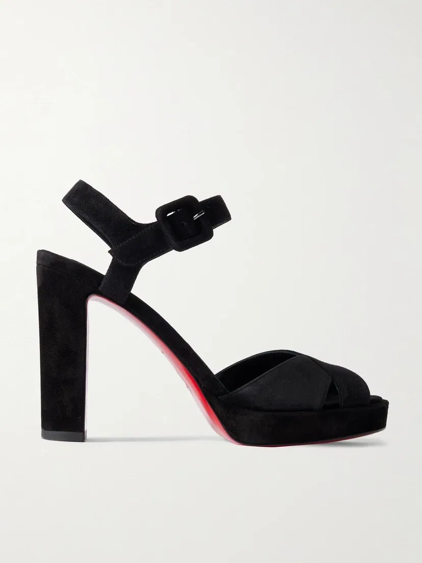 Замшевые босоножки на платформе Cora 100 Christian Louboutin, черный