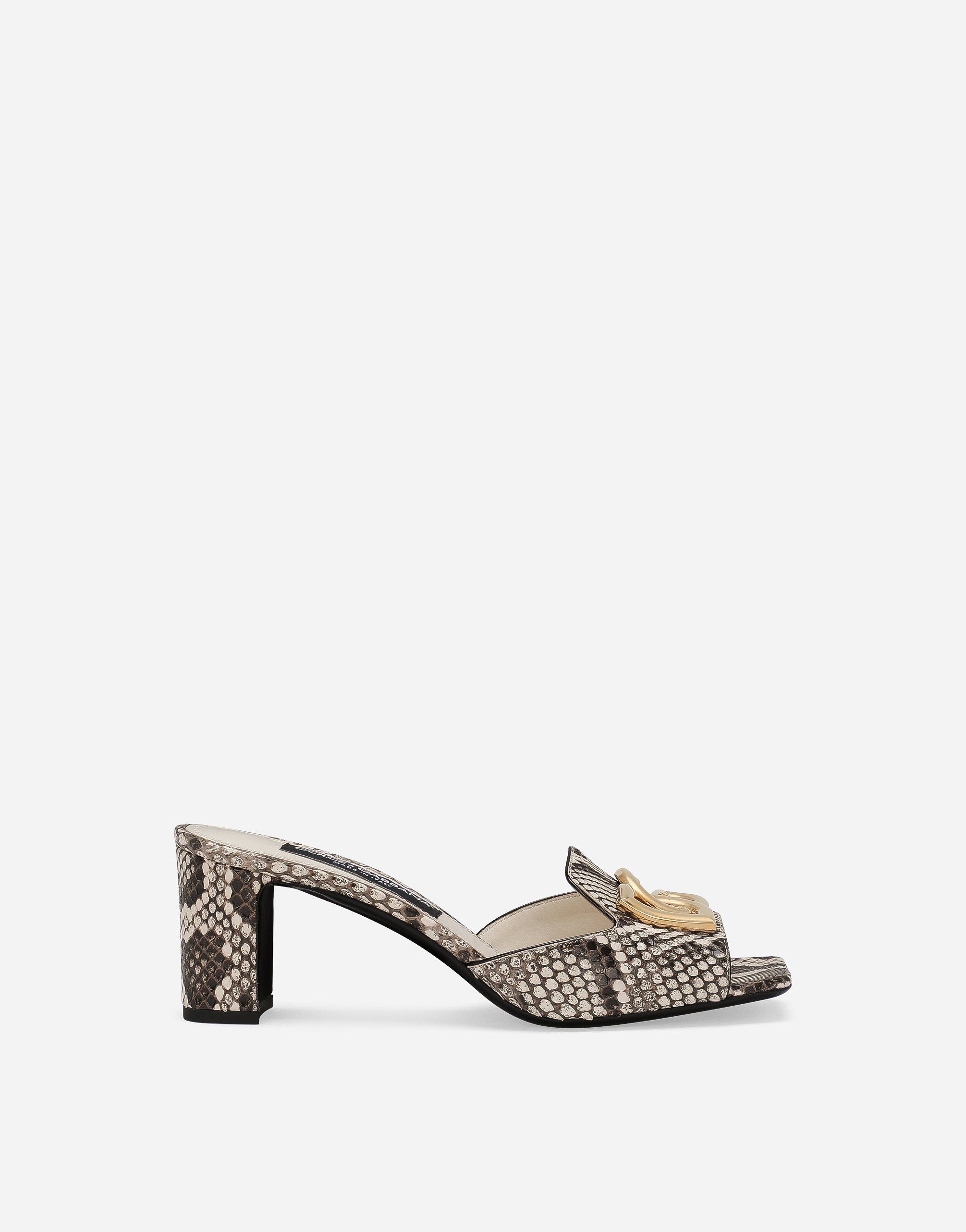 Мюли из кожи питона Dolce & Gabbana, серый