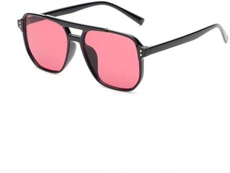 

HaoLMi - Женские декоративные очки-солнцезащитные очки UV400, Мужские солнцезащитные очки в стиле ретро с двойной перемычкой, Модные солнцезащитные очки, Black Purple Red