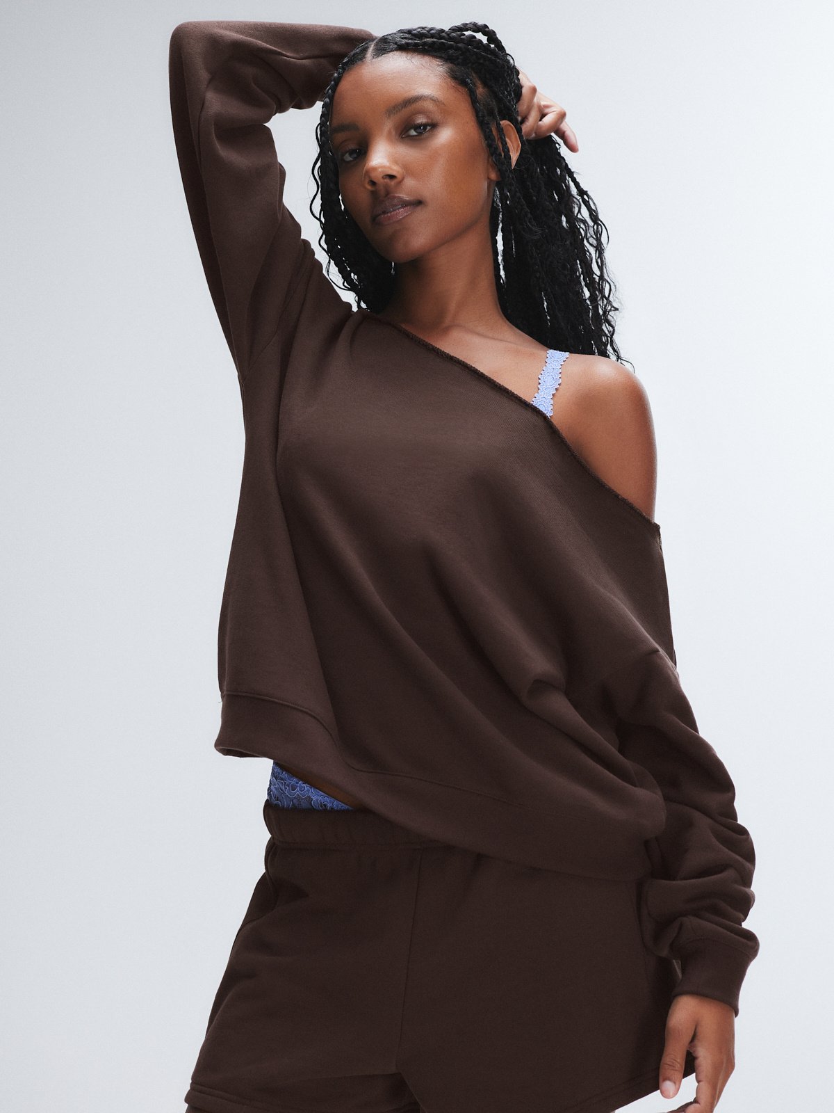 

Толстовка Savage X Fenty Weekender Terry Cut-Off, цвет Double Espresso Brown