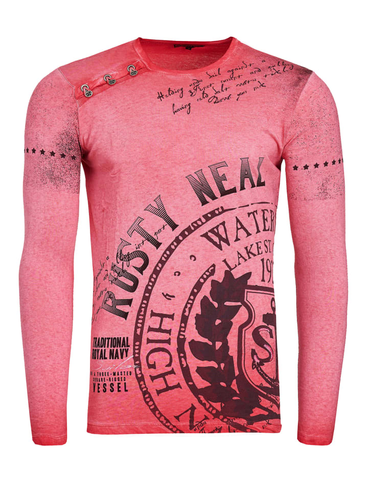 

Рубашка с длинными рукавами, промасленная, с планкой на пуговицах сбоку, красного цвета Rusty Neal