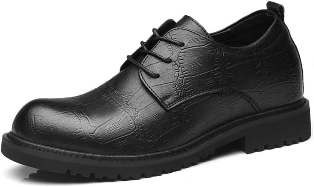 

Мужские современные оксфорды YGCEEIA с шнуровкой, кожаные, для вечернего ношения, повышающие рост, деловые туфли с круглым носком, черный