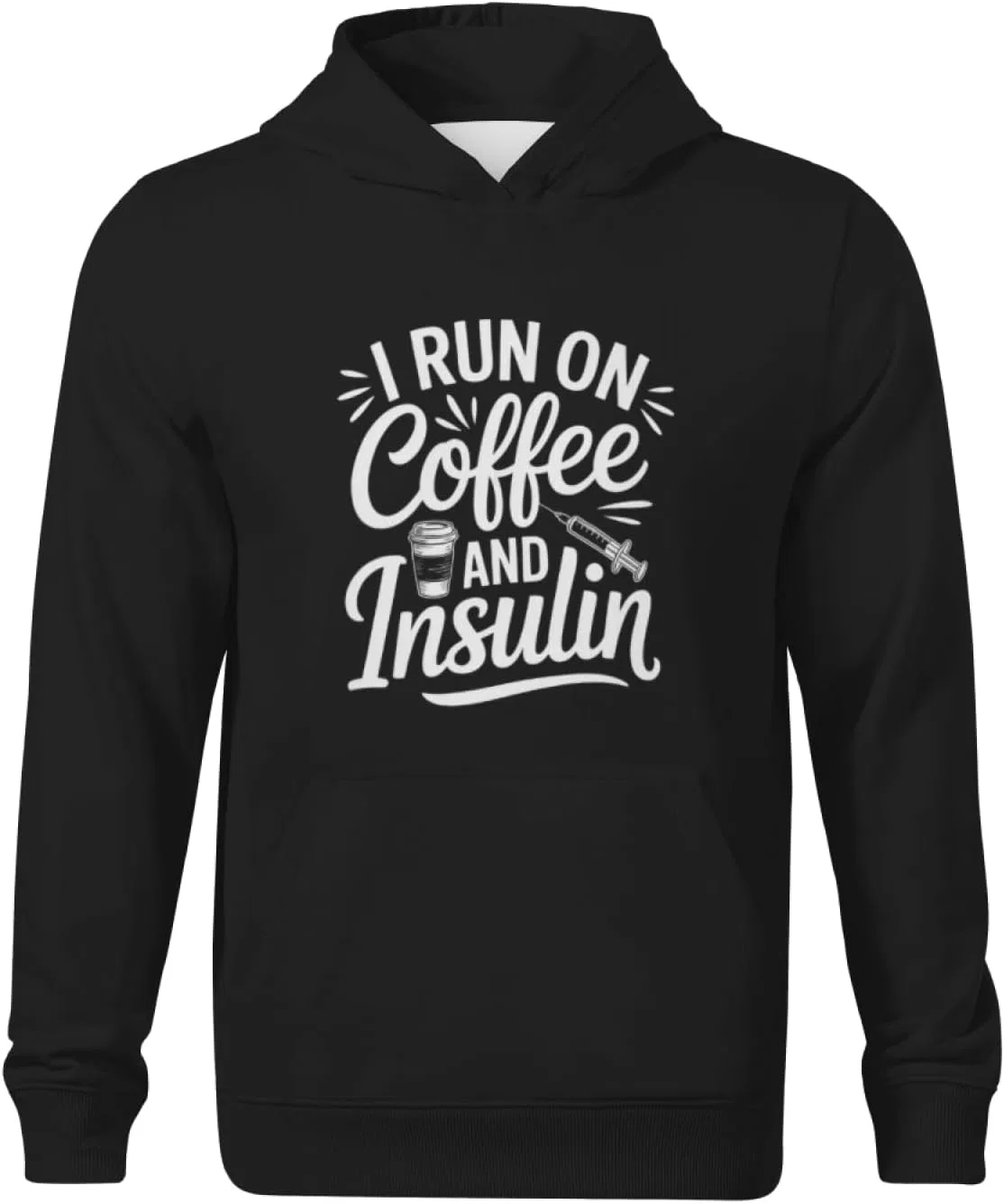 Детская худи с капюшоном Funny I Run On Coffee And Insulin, HEAPPER, белый — фото 4