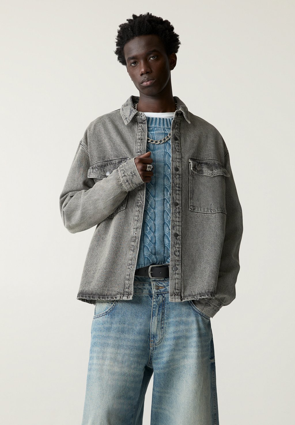 

Рубашка PULL&BEAR, серый
