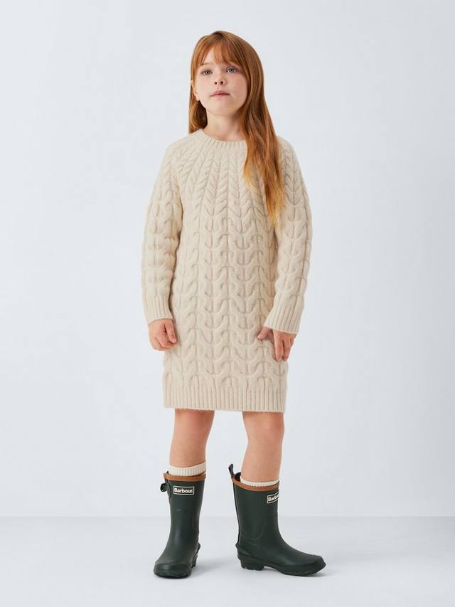 

Детское платье-джемпер с вязкой косичкой John Lewis, Cream