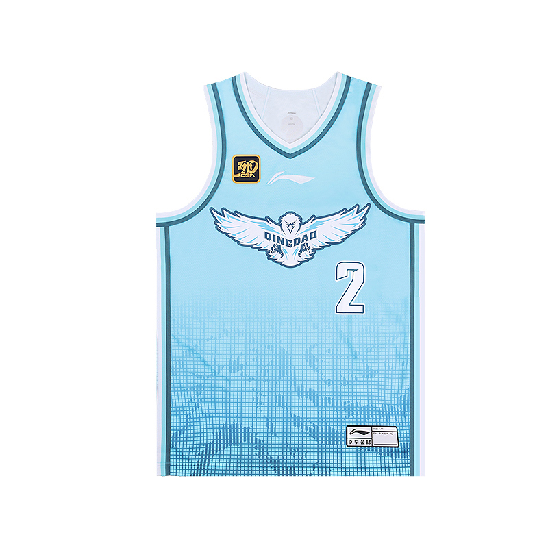 

Классическая баскетбольная майка LiNing CBA Collection версии 24-25 команды Циндао, Wang Ruize размер 2 мужская светло-голубая