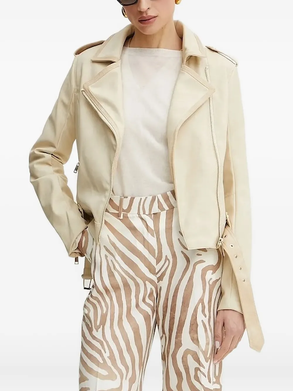 

Байкерская куртка с поясом и косой молнией Guess Usa, нейтральный