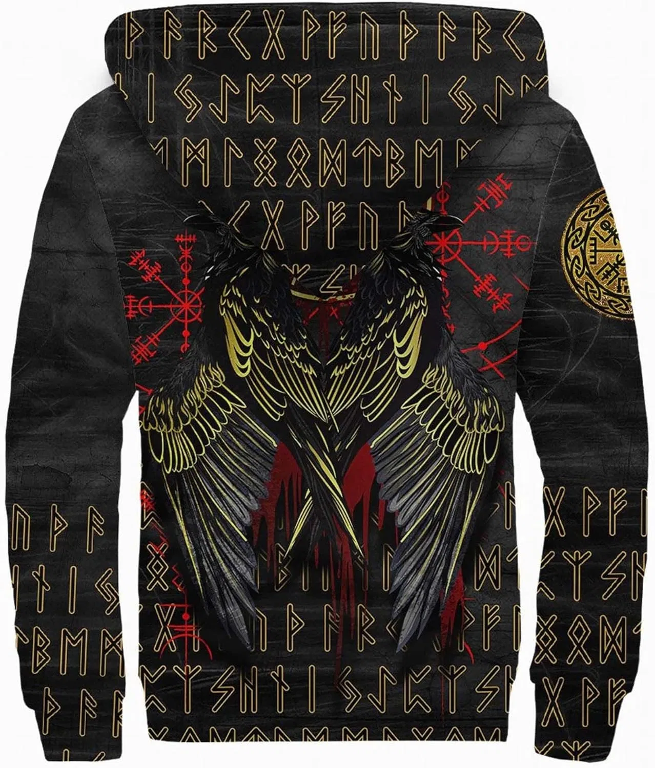 Мужская ветрозащитная утепленная зимняя куртка Viking Raven Tattoo с 3D-принтом и застежкой-молнией, теплая зимняя куртка из хлопка с подкладкой из искусственной овчины — фото 2