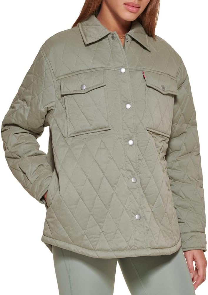 

Levi's Женская стеганая куртка-рубашка с бриллиантовым узором, New Sea Green