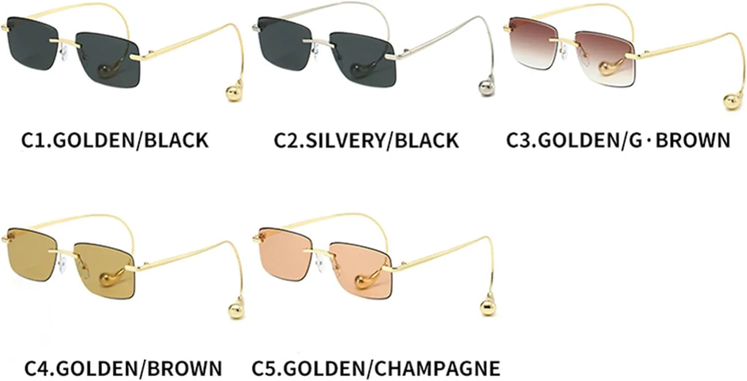 

bullabulling Винтажные солнцезащитные очки без оправы, прямоугольные, для женщин, роскошные, модные солнцезащитные очки для женщин, оправа для очков, Gray Gold