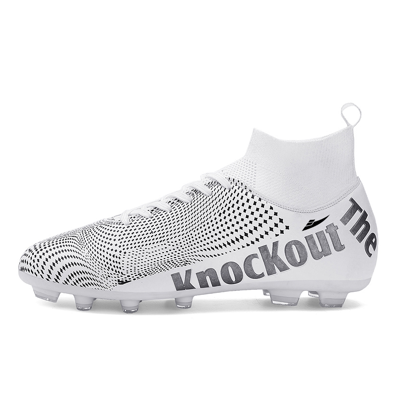 

Kuding Футбольные бутсы FG с длинными шипами TF с противоскользящим покрытием и сломанными шипами, облегченные, унисекс, белые, длинные шипы, цвет White Long Stud