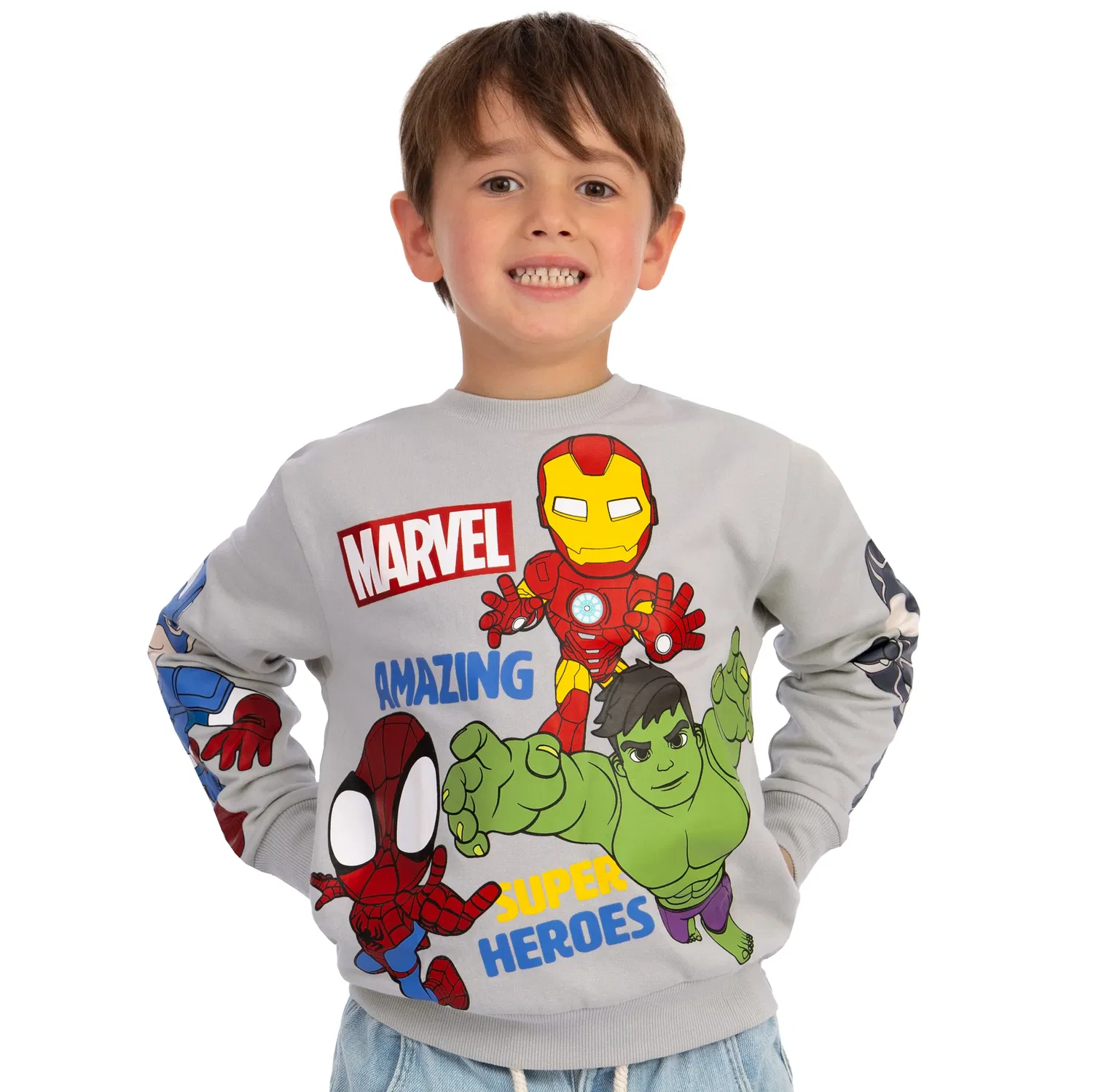 Свитшот детский с героями Marvel Spidey And His Amazing Friends, серый — фото 2