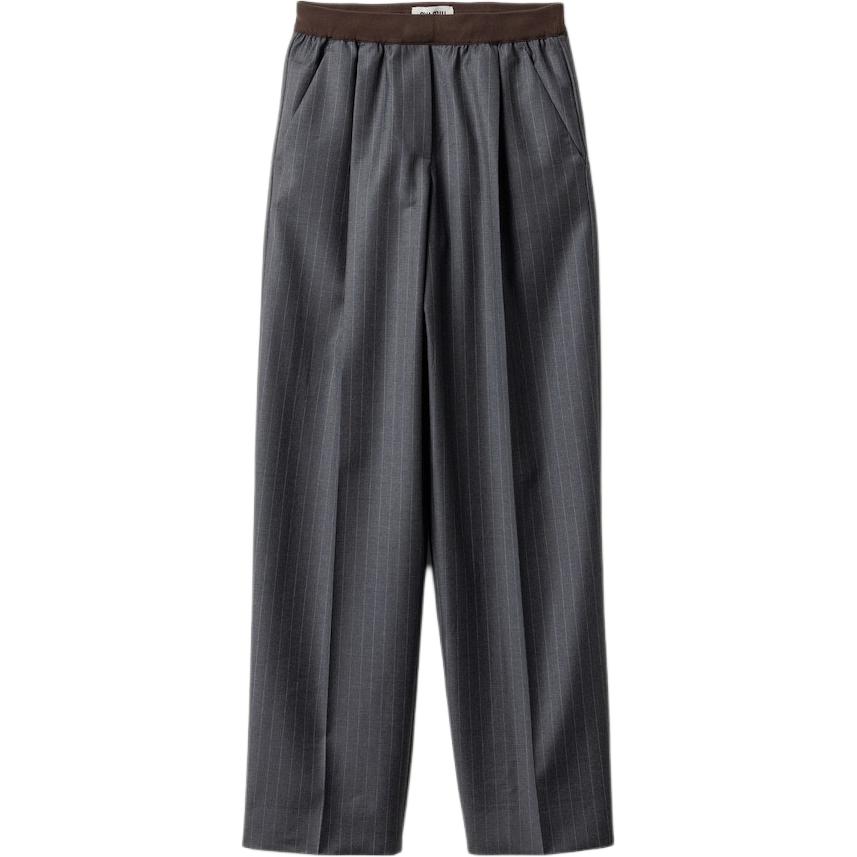 

Брюки в тонкую полоску MIU MIU, темно-серый