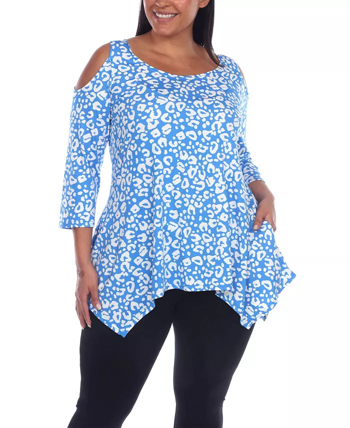 

Туника с открытыми плечами в леопардовом принте plus size White Mark, мультиколор