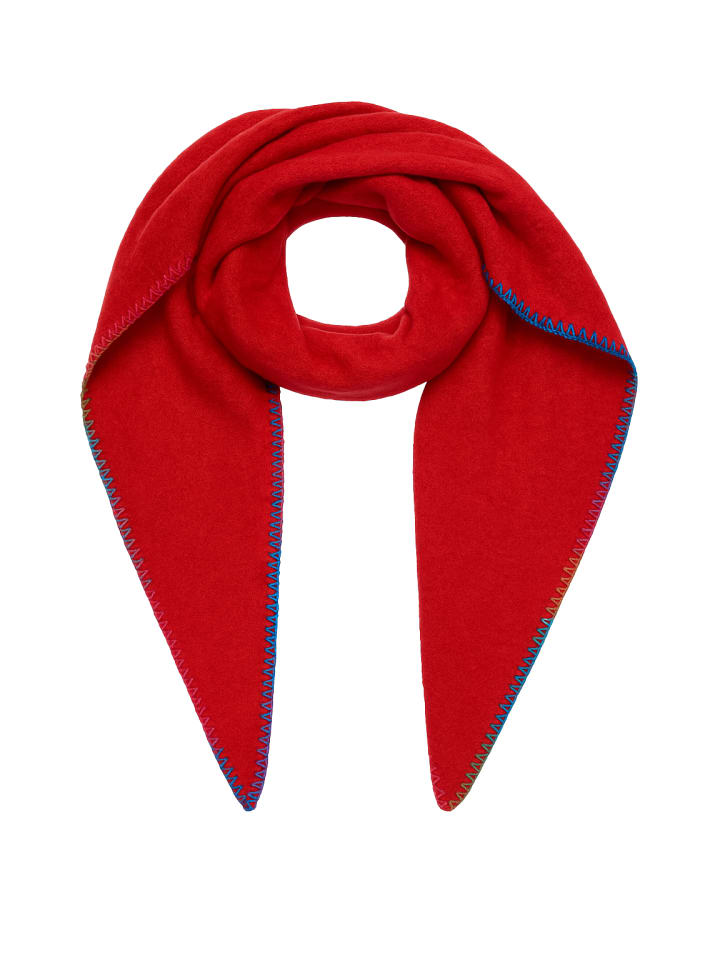 

Треугольный шарф с цветной декоративной строчкой красного цвета. Faera
