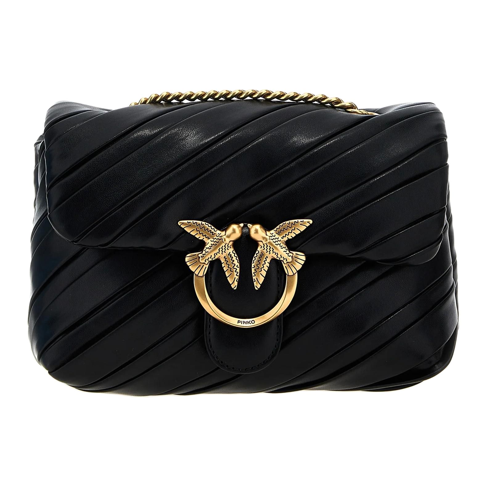 

PINKO Плечевая сумка из полиуретана с добавлением полиэстера, мини-кроссбоди для женщин black