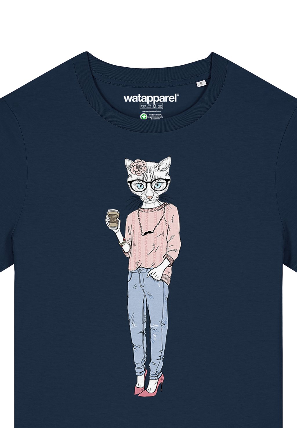 

Футболка с принтом CAT WITH MOUSTACHE watapparel, темно-синий