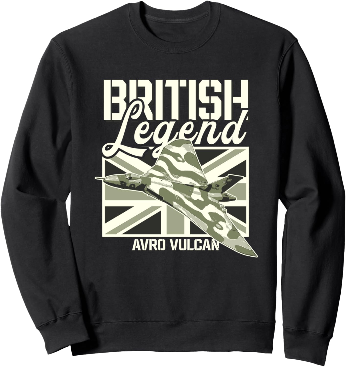 

Толстовка с надписью «Avro Vulcan RAF Bomber Aircraft British Plane British Legend» Beesteez Aviation Gifts, черный