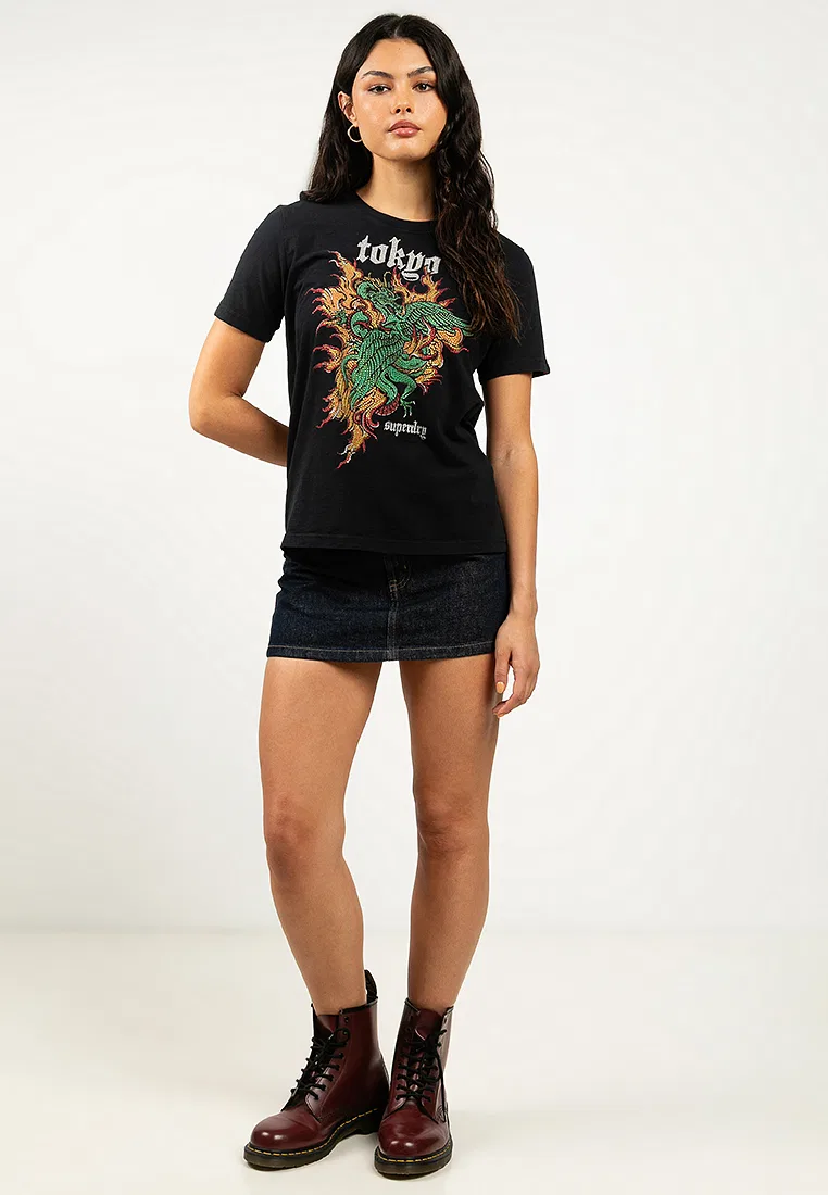 Футболка, свободный крой, Neo Trad Tattoo Superdry, черный — фото 4