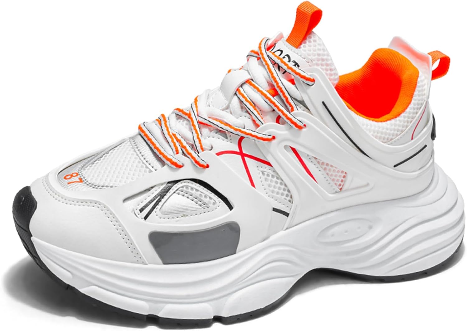 

Мужские беговые кроссовки GSIGUL для тренировок, спортивная обувь для ходьбы с амортизацией, мужские кроссовки для тенниса и повседневной носки, белый/оранжевый