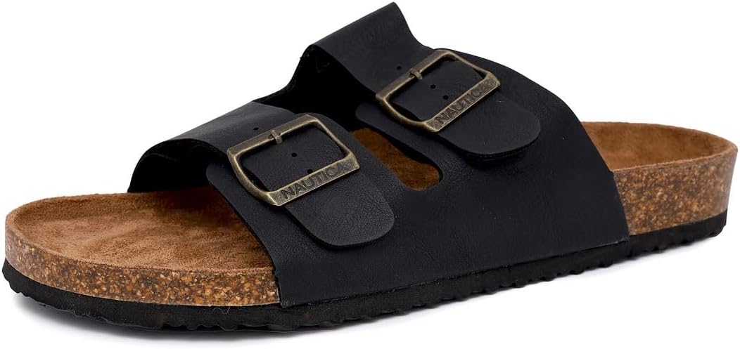 

Мужские сандалии Nautica - повседневные шлепанцы с 2 регулируемыми пряжками и пробковой стелькой для максимального комфорта и стиля (обычная/широкая посадка, большой размер), черный