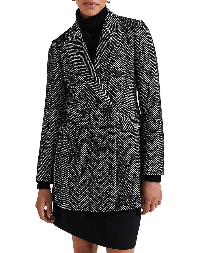 

HOBBS LONDON Пальто Skye с узором «в елочку», черный