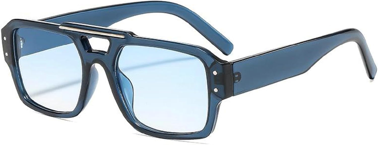 

Модные квадратные солнцезащитные очки для женщин в стиле ретро с заклепками, сине-зеленые, с защитой от УФ-излучения UV400, трендовые солнцезащитные очки для мужчин mincl, C1