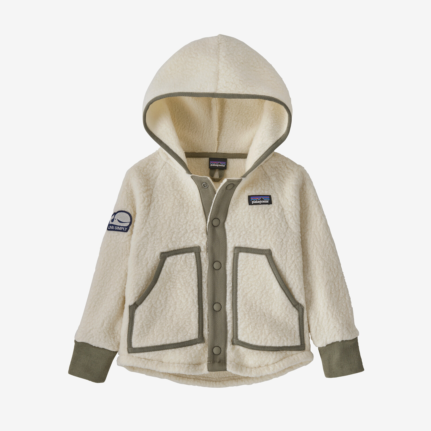 

Детская флисовая куртка в стиле ретро с ворсом Patagonia, цвет Live Simply Whale Patch: Natural