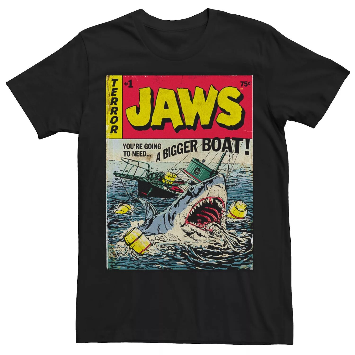 

Мужская винтажная футболка с обложкой комиксов Jaws Quint's Licensed Character