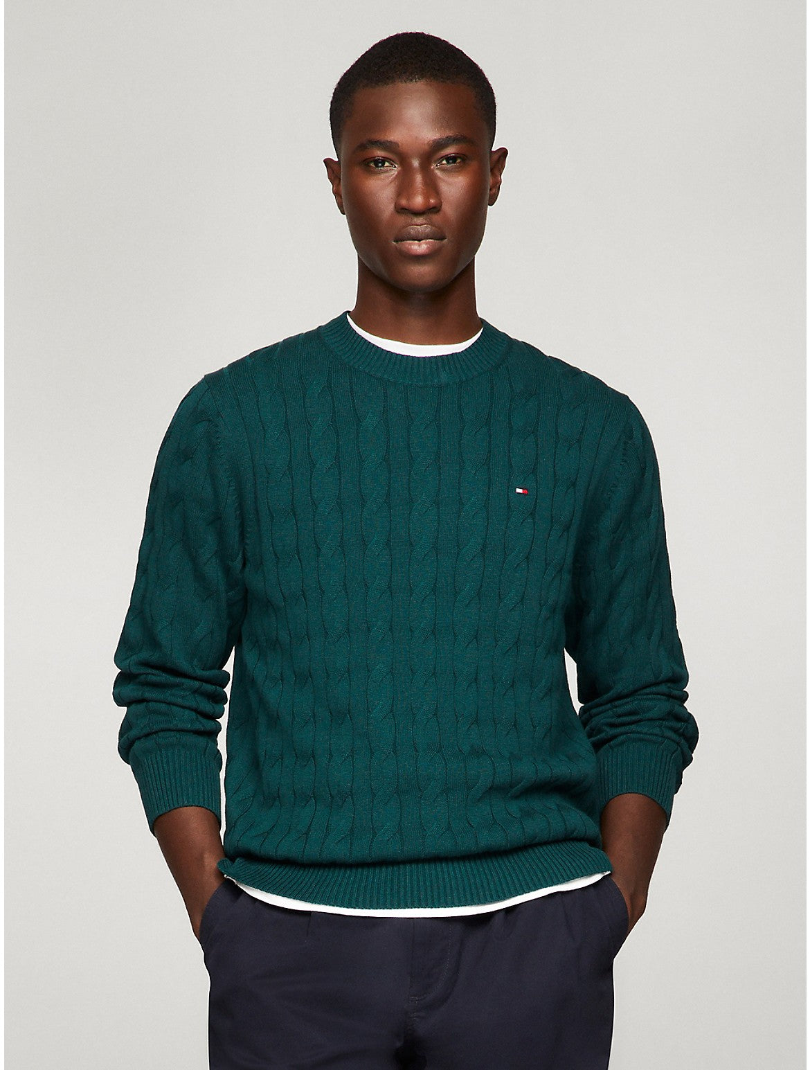 

Мужской свитер Tommy Hilfiger с косами, цвет cypress green