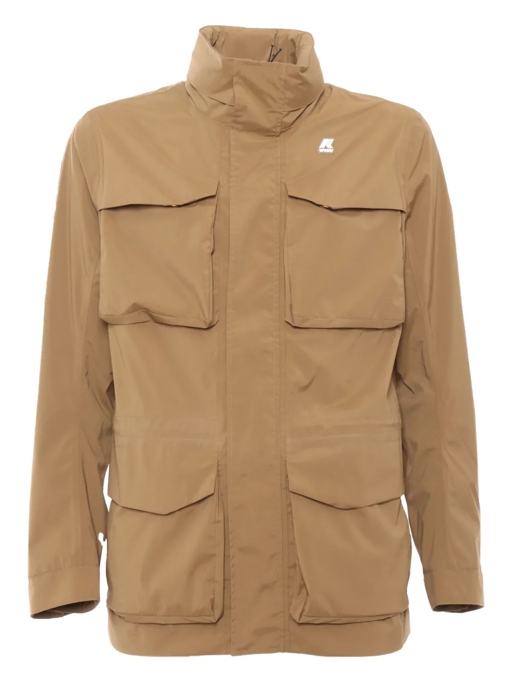 

Пуховик с высоким воротником и карманами K-Way, коричневый