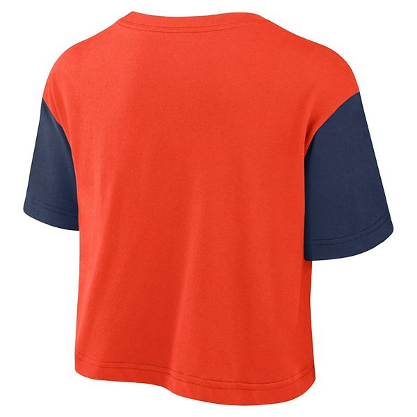 Женская оранжевая/темно-синяя укороченная футболка performance houston astros script Nike — фото 4