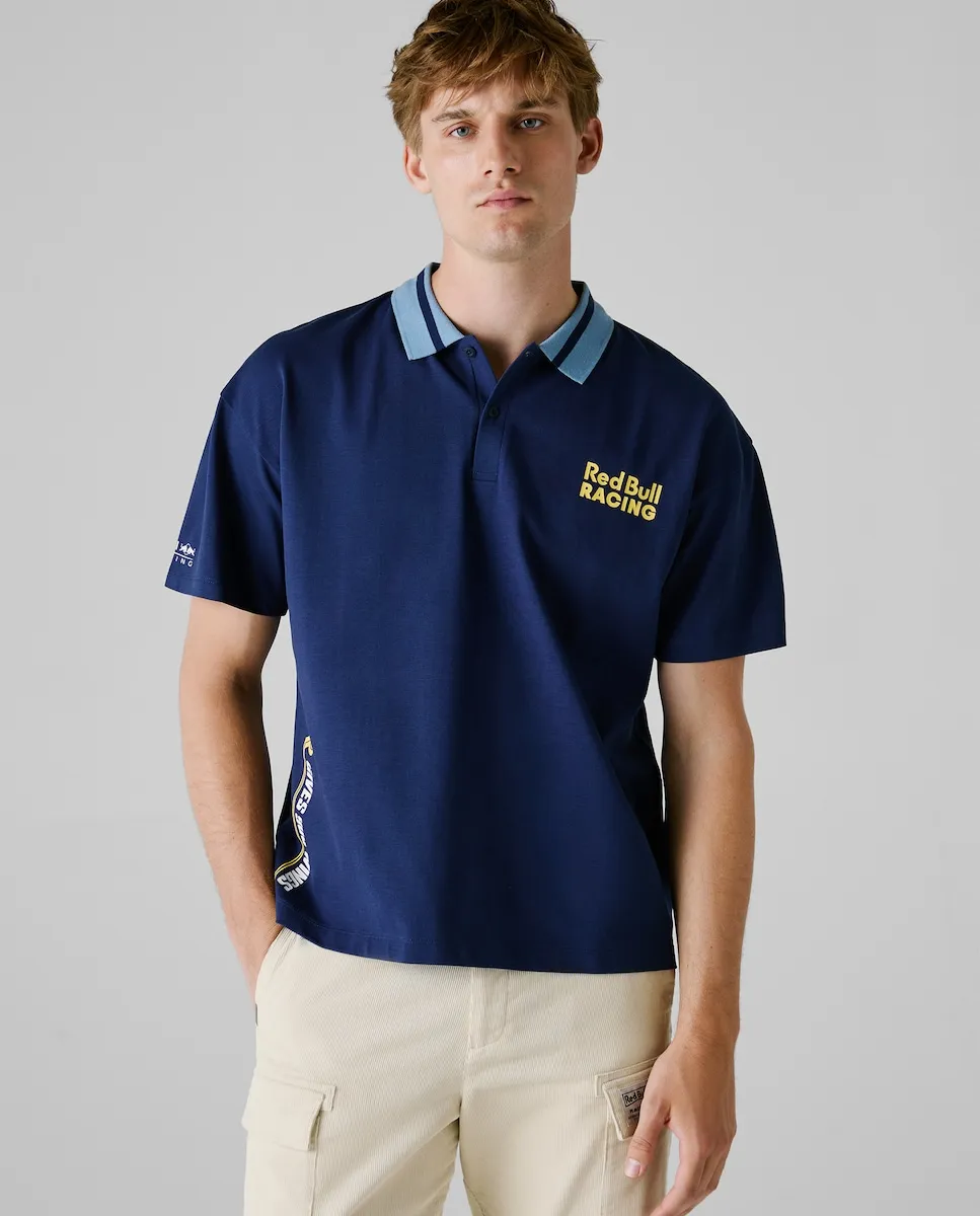 

Мужская футболка поло из пике с короткими рукавами и контрастным воротником Pepe Jeans, синий