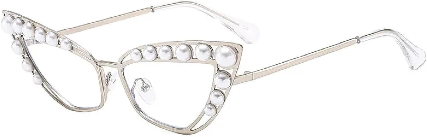 

Модные роскошные металлические солнцезащитные очки «кошачий глаз» для женщин и мужчин, трендовые для активного отдыха, уличной фотографии, защита от УФ-излучения UV400 TKKTLLT, Silver Clear