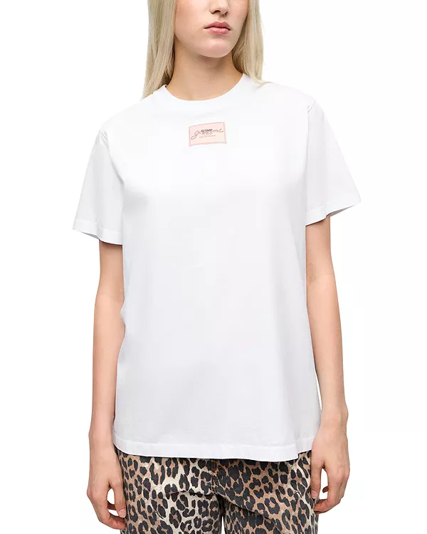 

Простая футболка с коллажем Ganni, белый