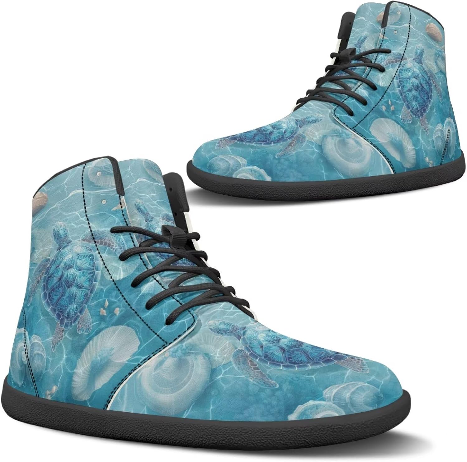 

Высокие кроссовки Binienty из водонепроницаемой PU-кожи для женщин и мужчин с широким носком и эффектом босоногости, Sea Turtle Whelk