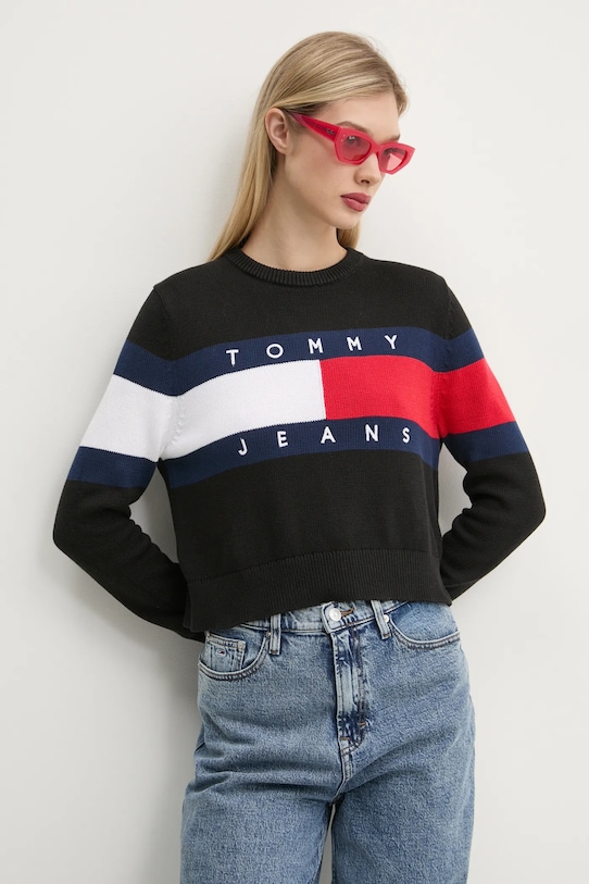 

Хлопковый свитер Tommy Jeans, черный